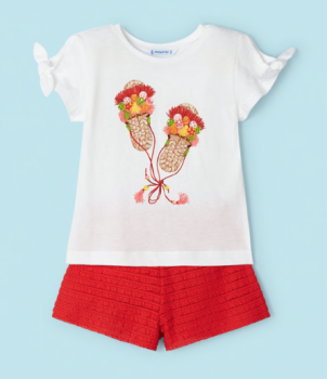 Mayoral - 2-teiliges Set/ T-Shirt weiß & Short rot